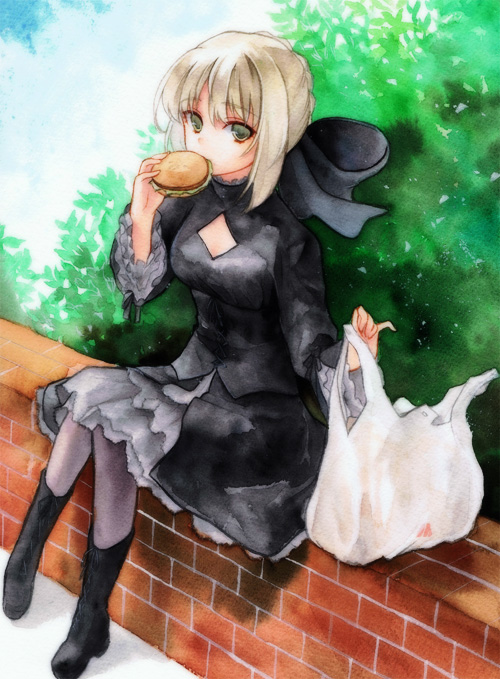 artoria pendragon and saber alter (fate and 1 more) drawn by ne-on