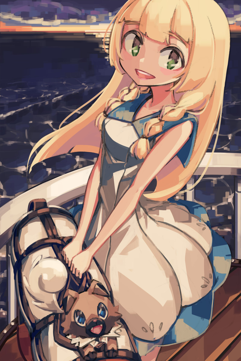 lillie and rockruff (pokemon and 1 more) drawn by makaroll