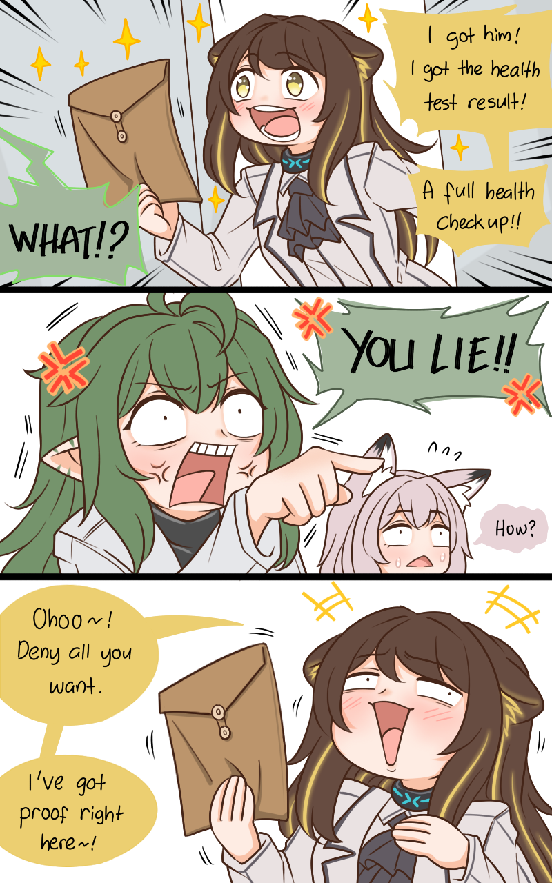sussurro, gavial, and folinic (arknights) drawn by guin_guin