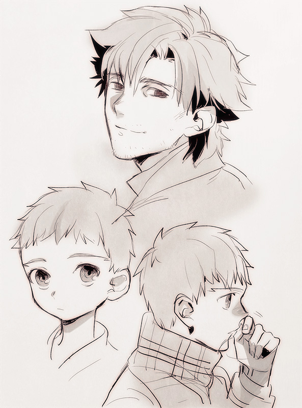 emiya shirou and emiya kiritsugu (fate and 1 more) drawn by taa_(acid)