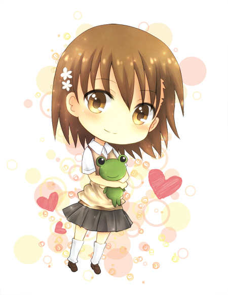 misaka mikoto and gekota (toaru majutsu no index and 1 more) drawn by kazahana_yuu