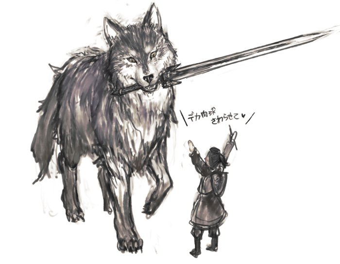 great grey wolf sif (dark souls and 1 more) drawn by kokutan_kitsunen