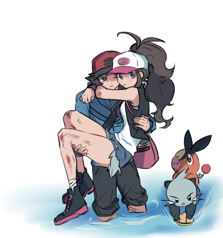 hilda, hilbert, tepig, and dewott (pokemon and 1 more) drawn by 2g2hpo