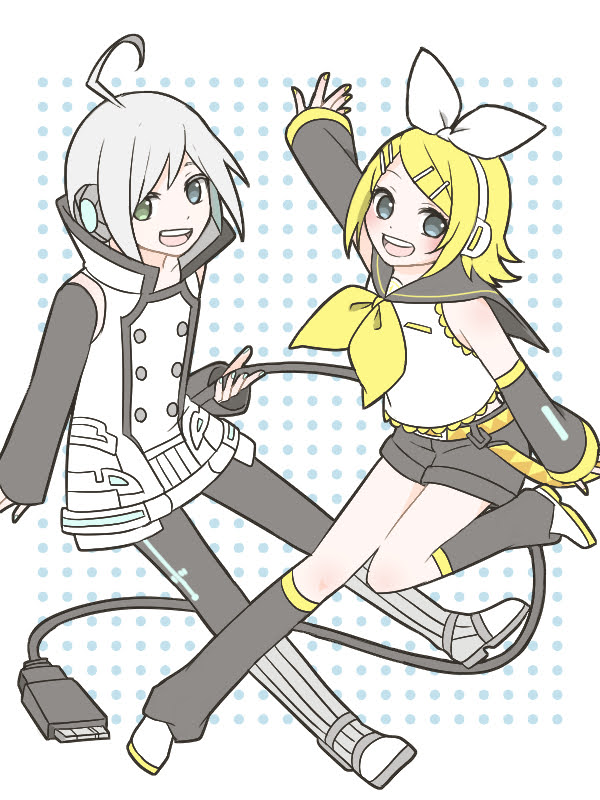 kagamine rin and utatane piko (vocaloid) drawn by skc