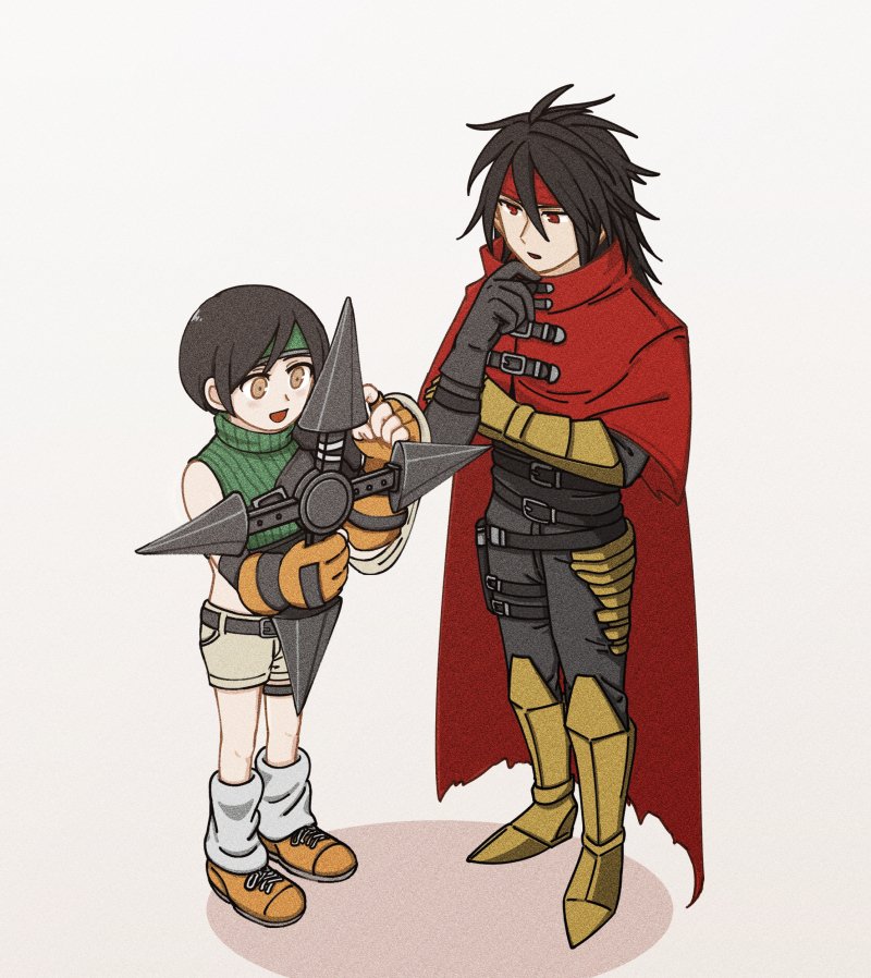 yuffie kisaragi and vincent valentine (final fantasy and 3 more) drawn by s_m_man
