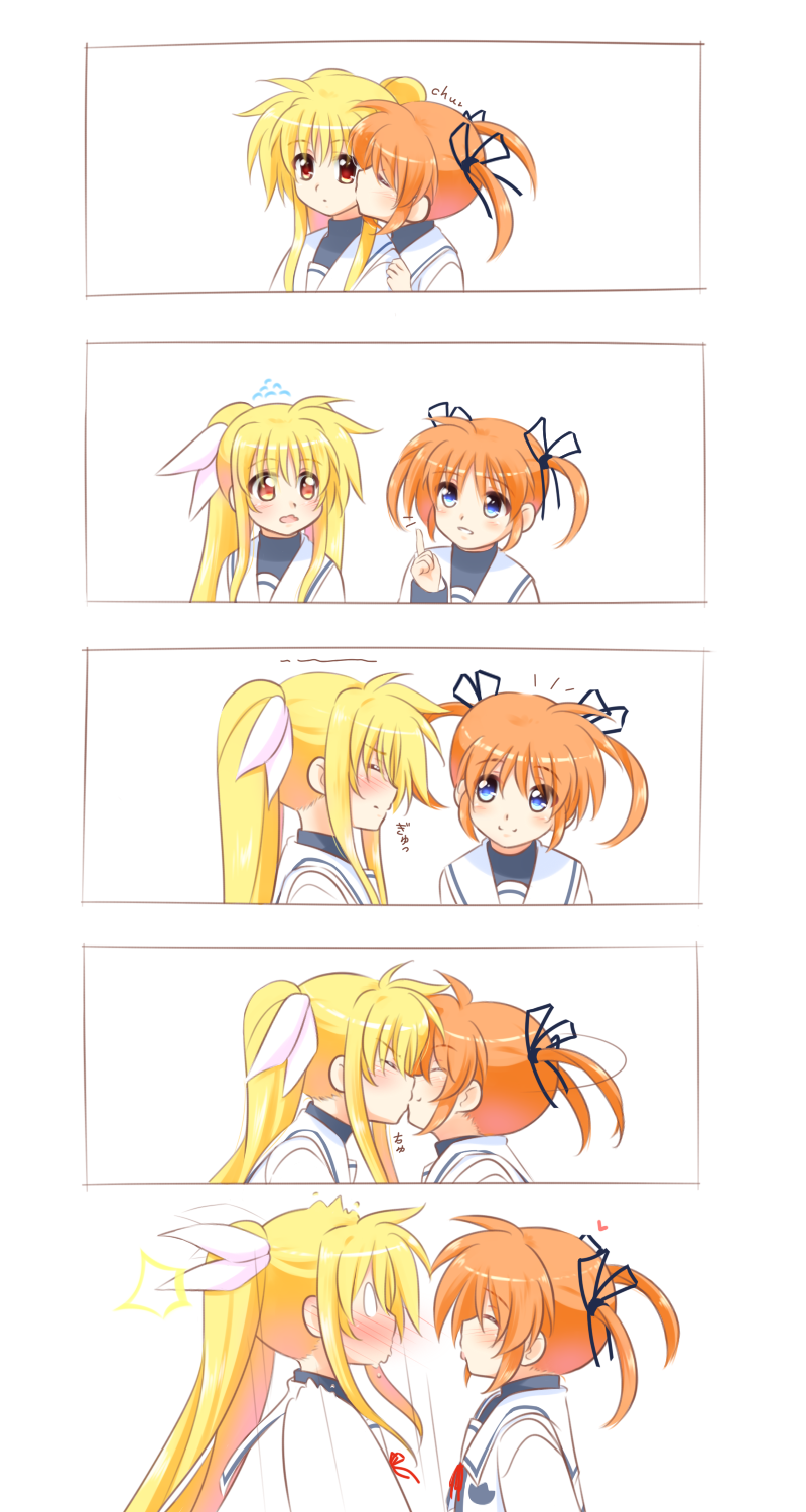fate testarossa and takamachi nanoha (lyrical nanoha and 1 more) drawn by kerorokjy