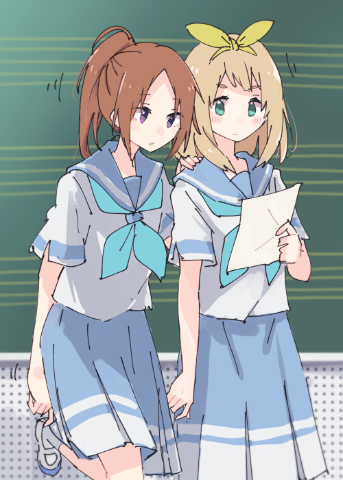 nakagawa natsuki and yoshikawa yuuko (hibike! euphonium) drawn by shiroshi_(denpa_eshidan)