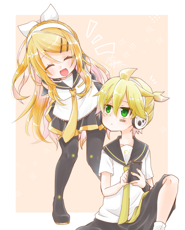 kagamine rin and kagamine len (vocaloid) drawn by ichiha_(18o_o81)