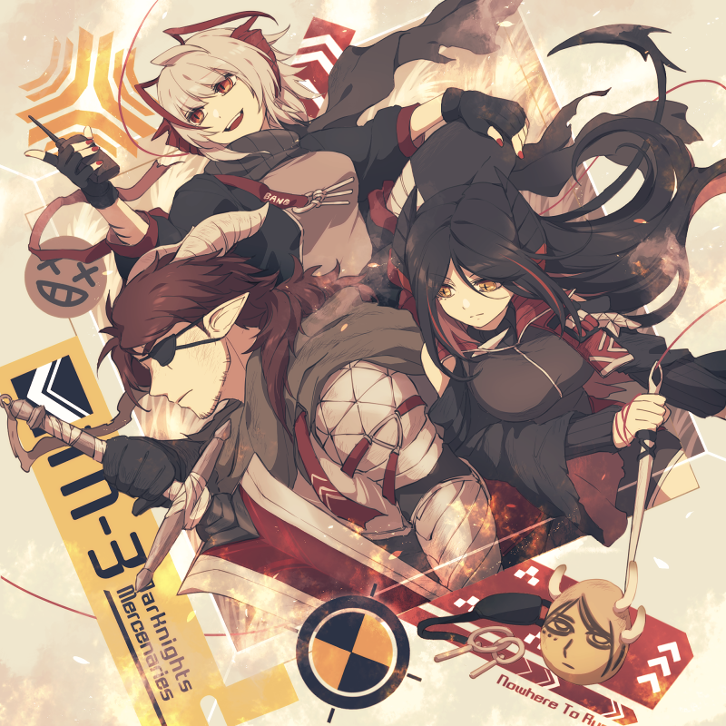 w, ines, and hoederer (arknights) drawn by lari_lab