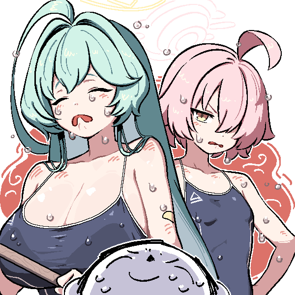 sensei, doodle sensei, hoshino, and yume (blue archive) drawn by kingbawoon