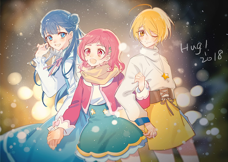 nono hana, yakushiji saaya, and kagayaki homare (precure and 1 more) drawn by heke