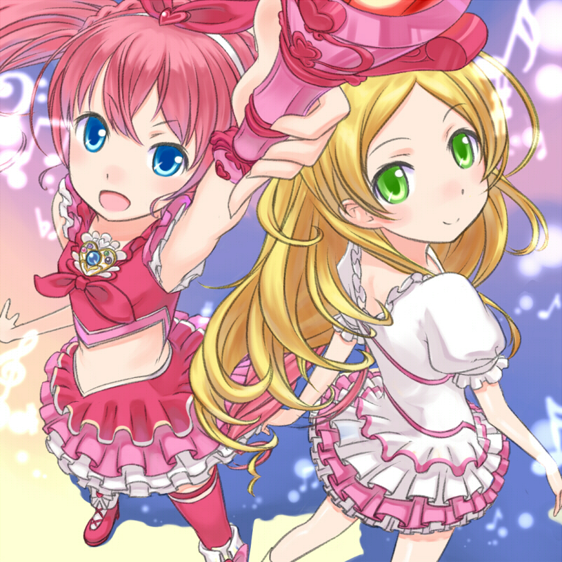 houjou hibiki, minamino kanade, cure melody, and cure rhythm (precure and 1 more) drawn by buntan