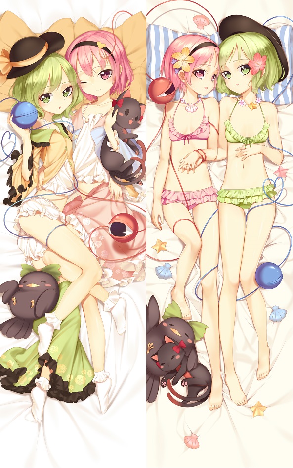 komeiji koishi, komeiji satori, kaenbyou rin, and reiuji utsuho (touhou) drawn by kyuri_tizu