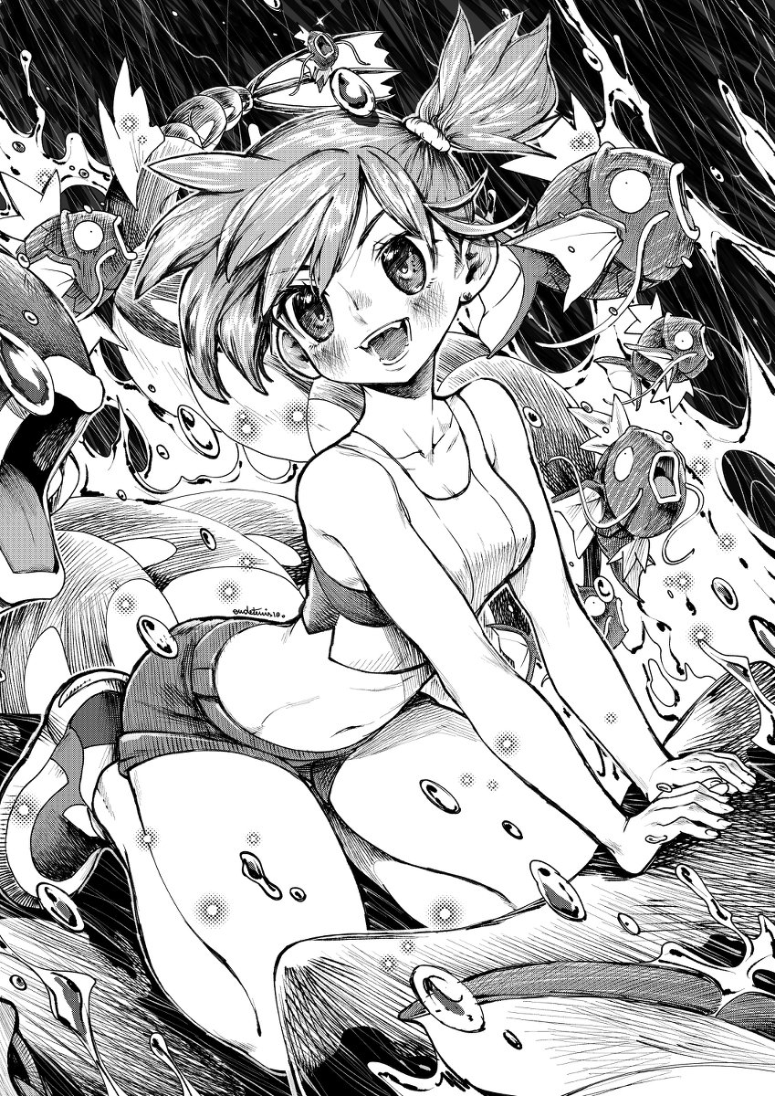 misty and magikarp (pokemon and 1 more) drawn by eudetenis