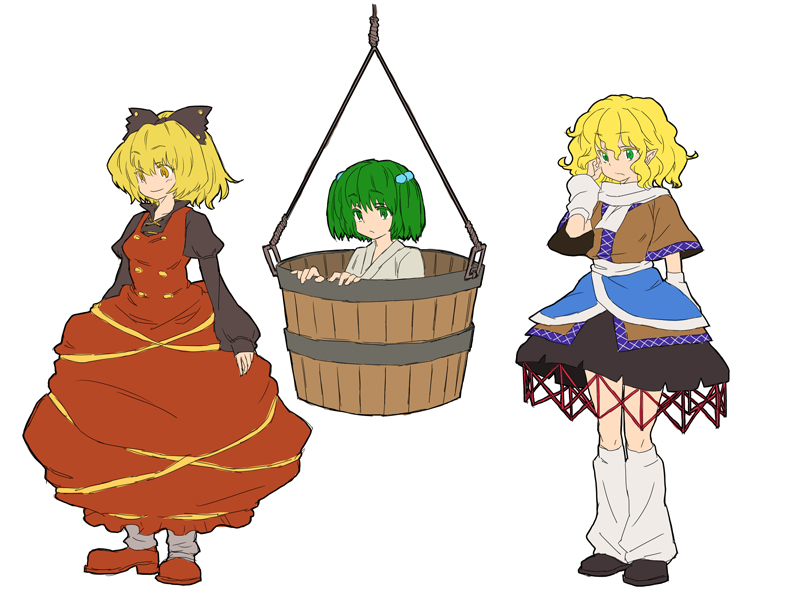 mizuhashi parsee, kurodani yamame, and kisume (touhou) drawn by matsutani