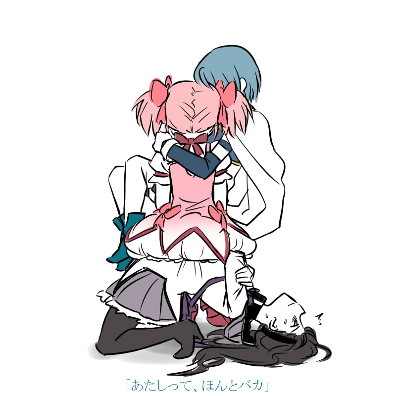 akemi homura, kaname madoka, and miki sayaka (mahou shoujo madoka magica) drawn by mukiki