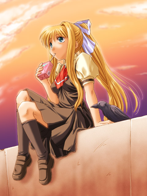 kamio misuzu and sora (air) drawn by anonymous_(japanese)
