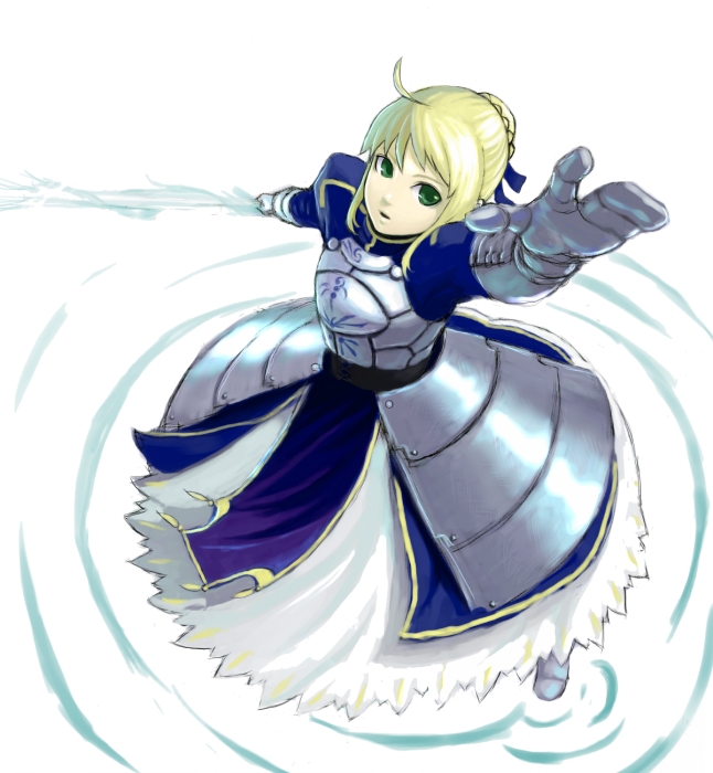 artoria pendragon and saber (fate and 1 more) drawn by k+