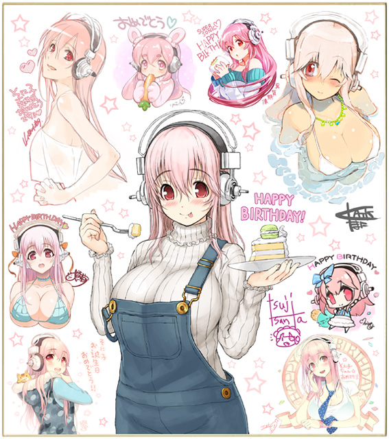 super sonico (nitroplus) drawn by minoa_(lastswallow), namaniku_atk, and tsuji_santa
