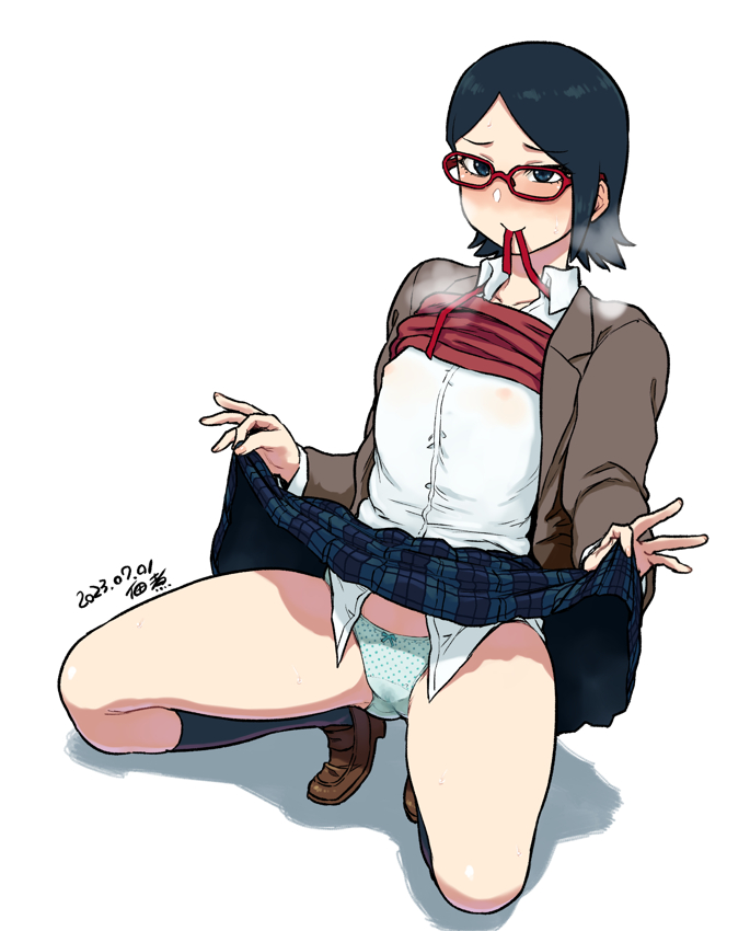 uchiha sarada (naruto and 1 more) drawn by tsukudani_(coke-buta)