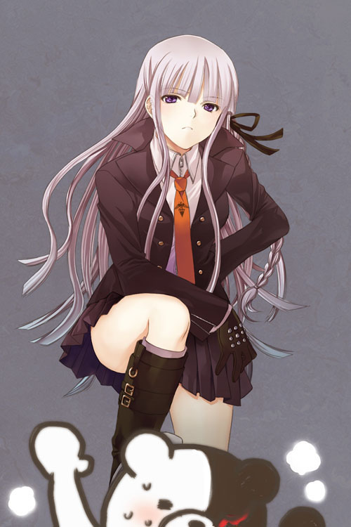 kirigiri kyoko and monokuma (danganronpa and 1 more) drawn by seiru_(prairie)