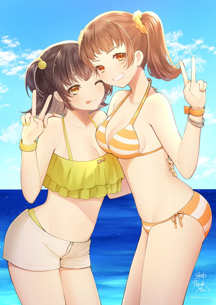 hoshina hinaka and kosedo ramu (gems company) drawn by edamame_koron