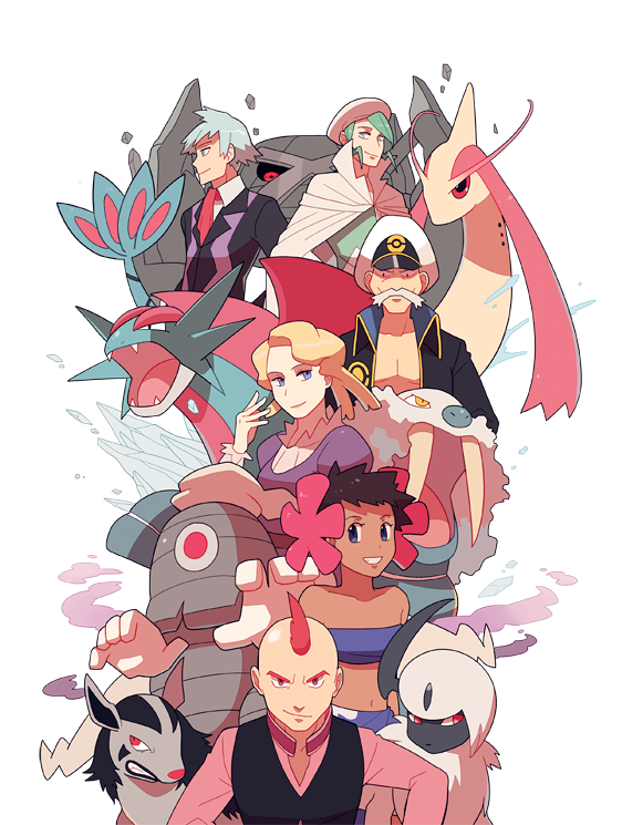 steven stone, absol, milotic, metagross, salamence, and 7 more (pokemon and 1 more) drawn by jaho