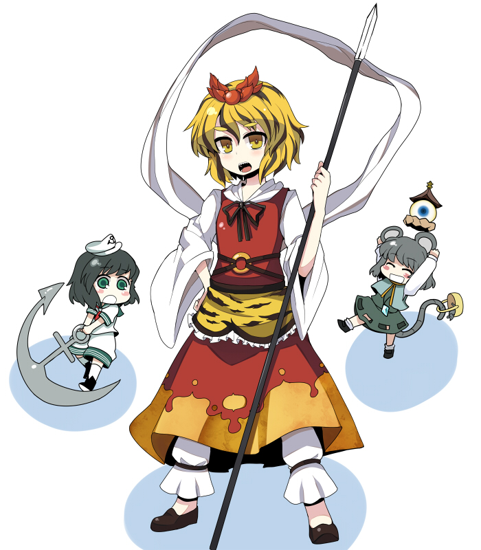nazrin, toramaru shou, and murasa minamitsu (touhou) drawn by hitsuji_bako