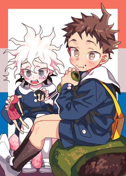 komaeda nagito and hinata hajime (danganronpa and 1 more) drawn by uurin