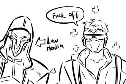 soldier: 76 and reaper (overwatch and 1 more) drawn by sfheibai