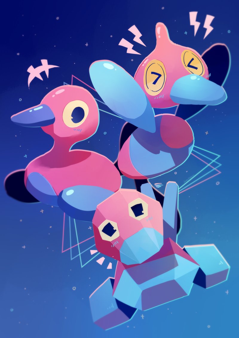 porygon-z, porygon, and porygon2 (pokemon) drawn by projecttiger
