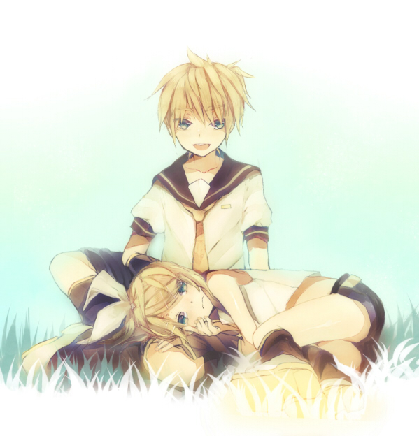 kagamine rin and kagamine len (vocaloid) drawn by heca