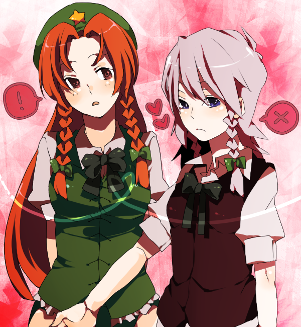izayoi sakuya and hong meiling (touhou) drawn by ren_(zero_second)