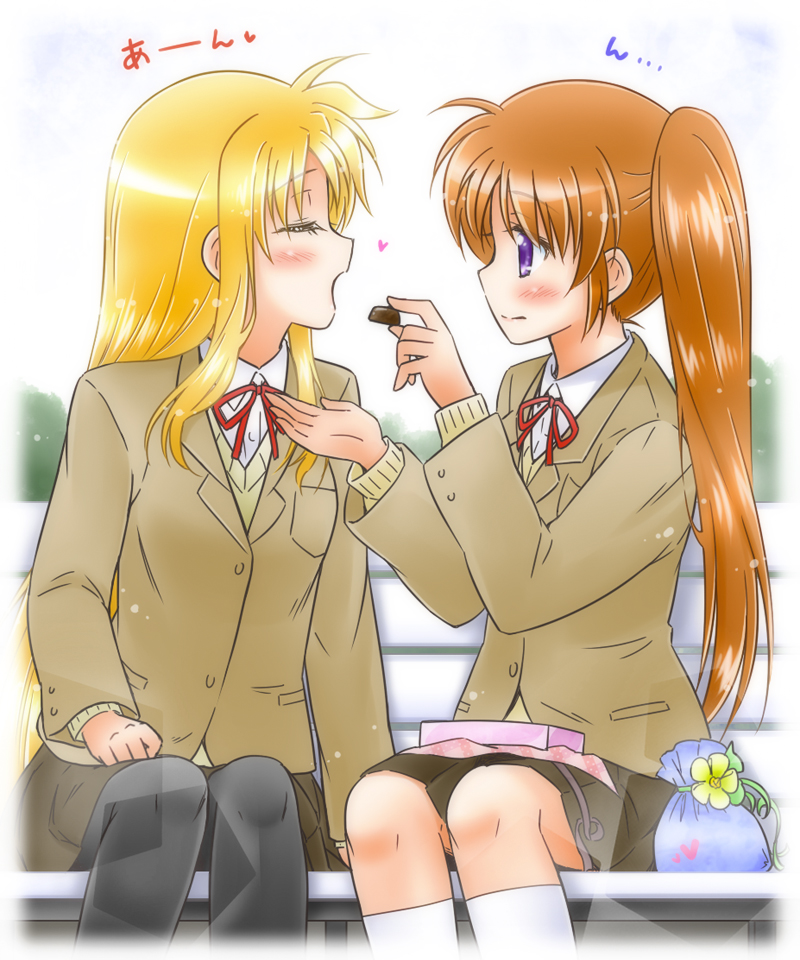 fate testarossa and takamachi nanoha (lyrical nanoha and 2 more) drawn by shinozuki_takumi