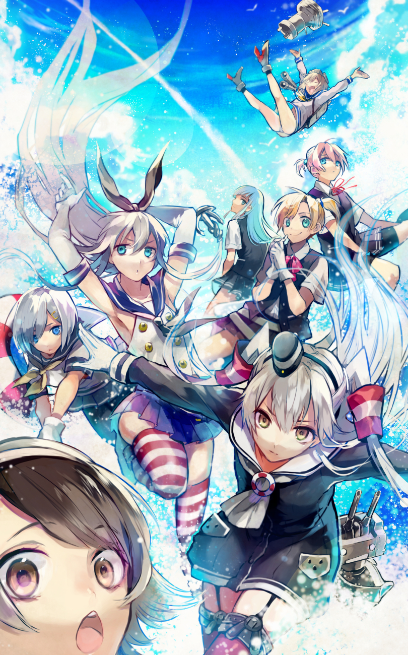shimakaze, hamakaze, amatsukaze, yukikaze, rensouhou-chan, and 5 more (kantai collection) drawn by nozaki_tsubata
