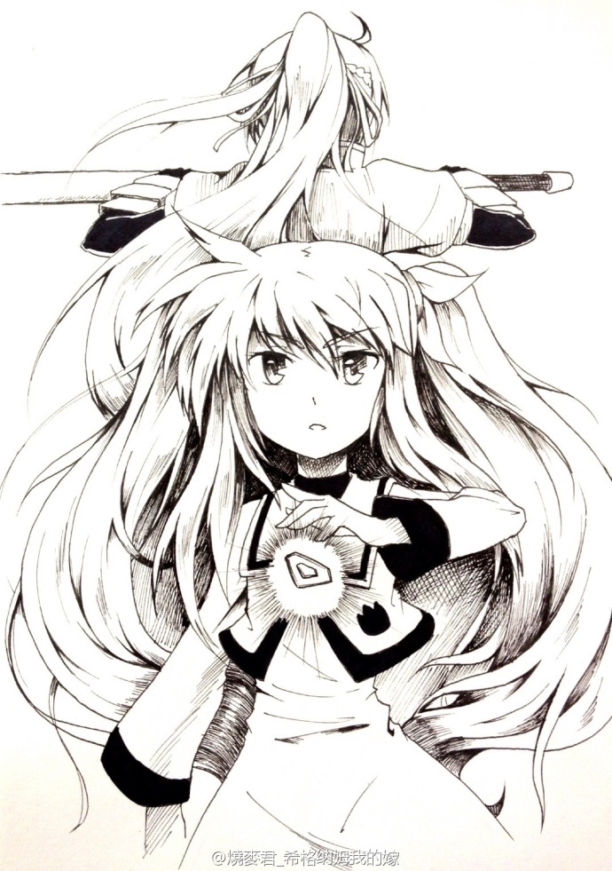fate testarossa, bardiche, signum, and laevatein (lyrical nanoha and 2 more) drawn by shumai_(sm318)