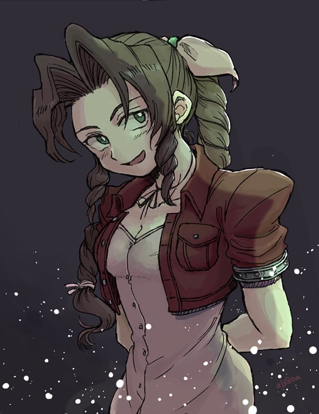 aerith gainsborough (final fantasy and 1 more) drawn by als8za