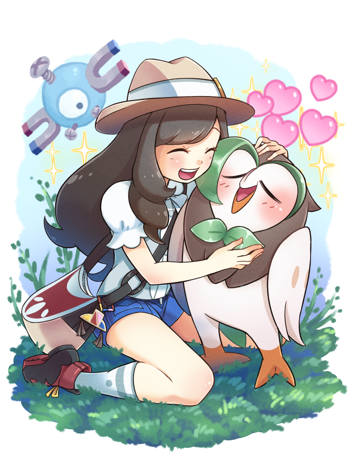 selene, magnemite, and dartrix (pokemon and 1 more) drawn by abiko_yuuji