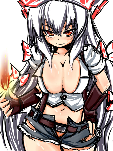 fujiwara no mokou (touhou) drawn by okiraku_nikku