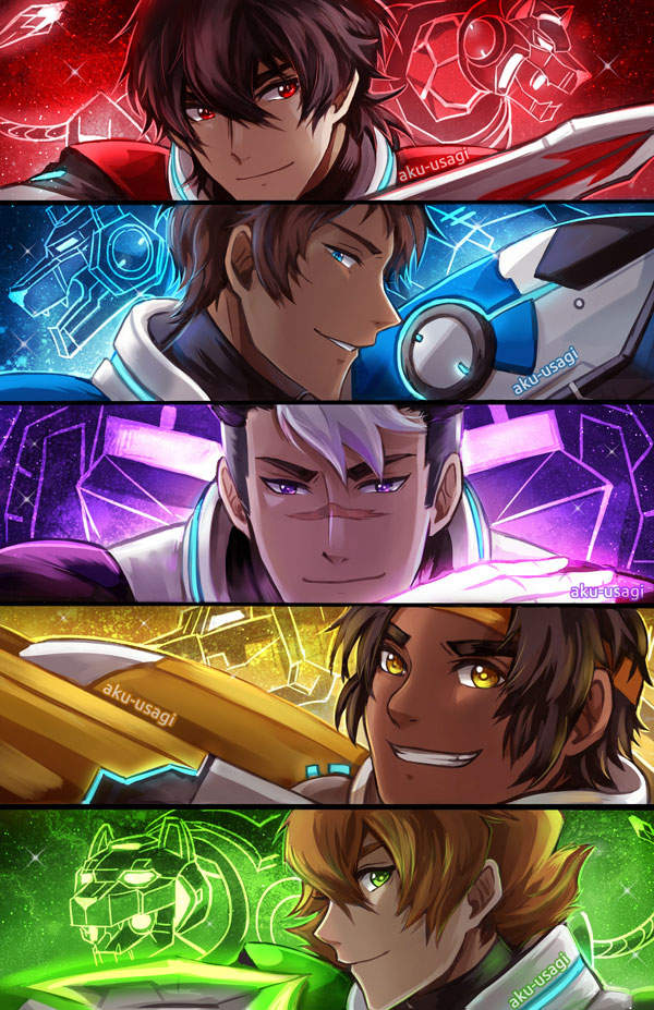 takashi shirogane, keith, pidge gunderson, lance, and hunk (voltron and 1 more) drawn by aku-usagi