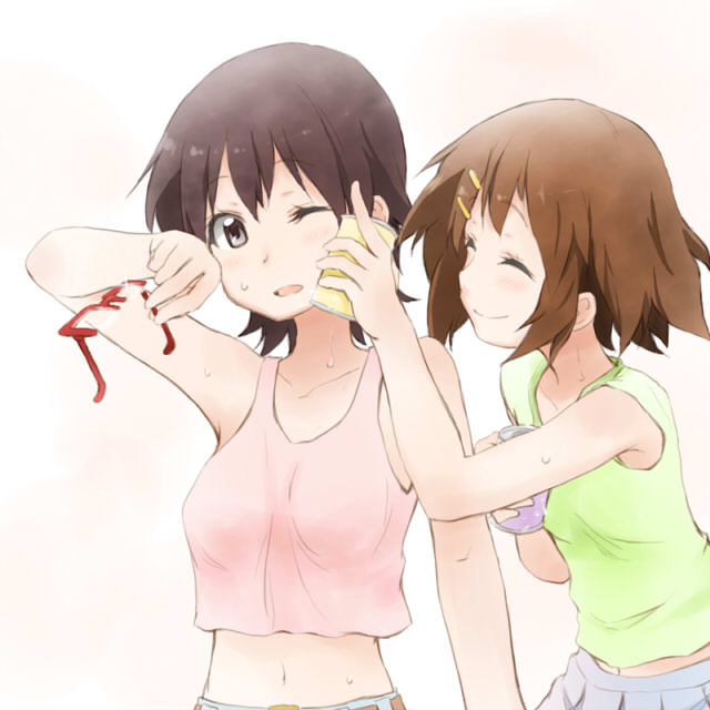 hirasawa yui and manabe nodoka (k-on!) drawn by kagiana