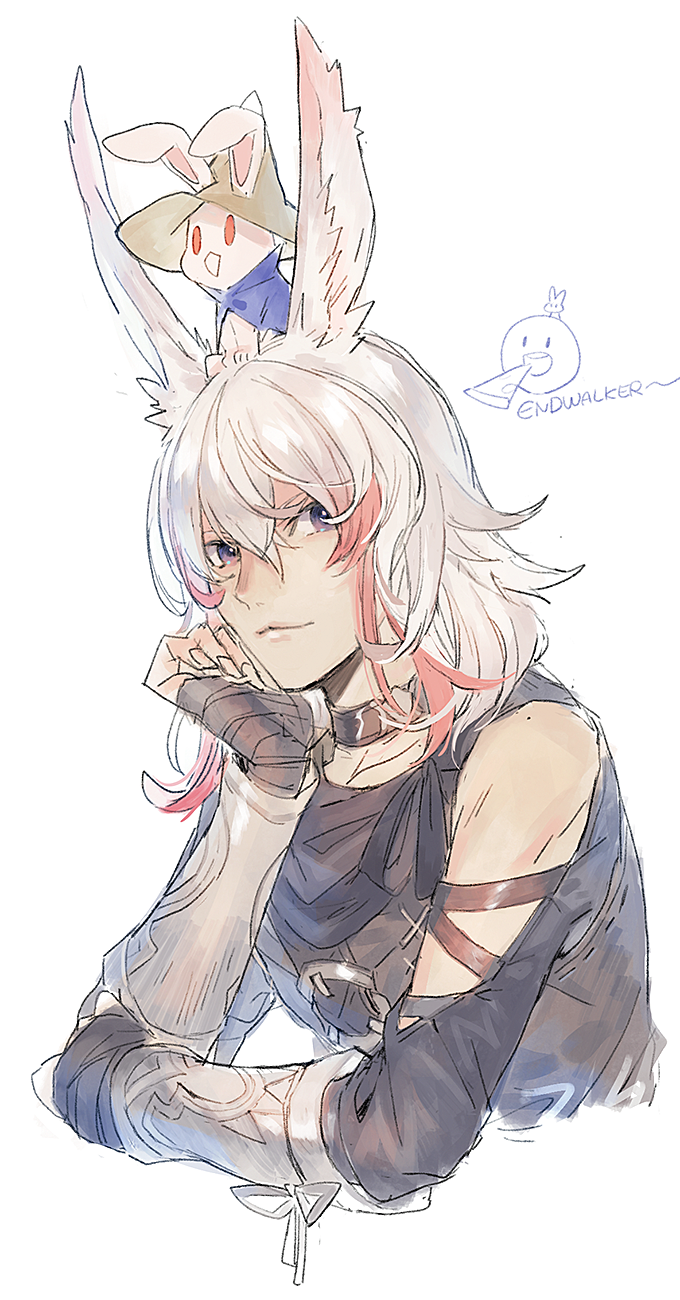 warrior of light, ninja, and mysidian rabbit (final fantasy and 1 more) drawn by ebira