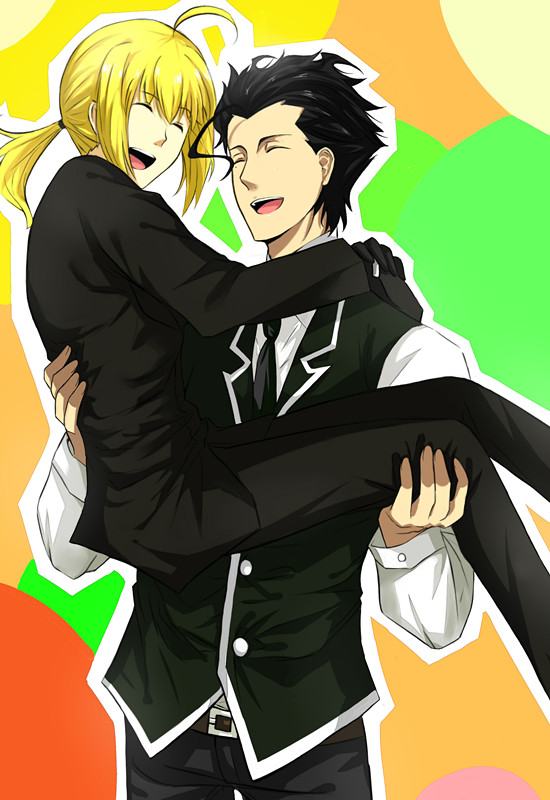 artoria pendragon, saber, and diarmuid ua duibhne (fate and 1 more) drawn by rena_(renasight)