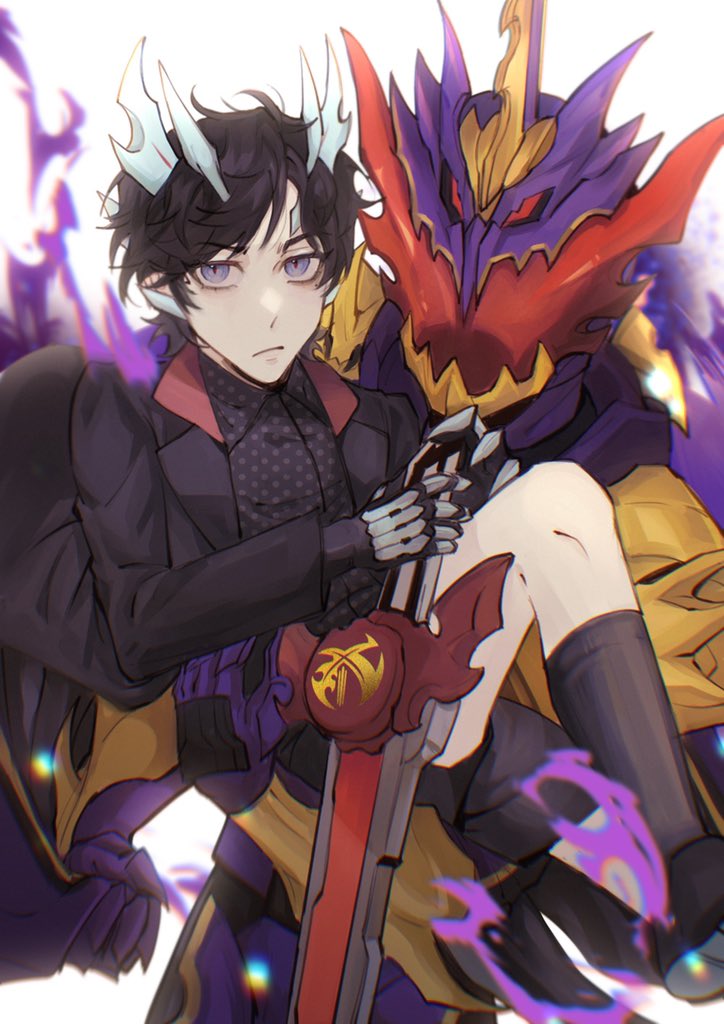 kamen rider saber primitive dragon brave dragon, kamiyama touma, and kamen rider calibur (kamen rider and 1 more) drawn by meowq