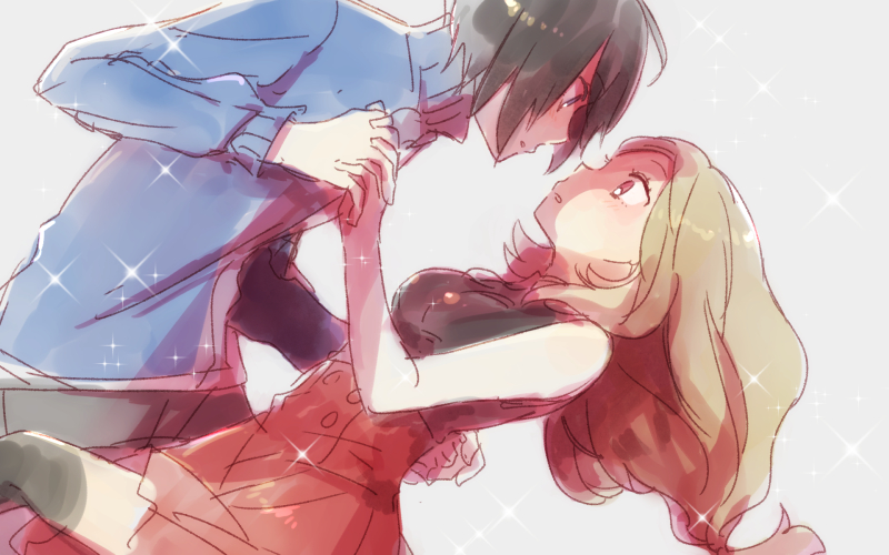 serena and calem (pokemon and 1 more) drawn by yukiguni_samui
