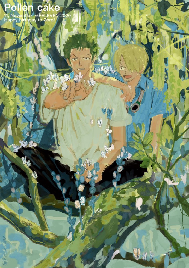 roronoa zoro and sanji (one piece) drawn by feleven