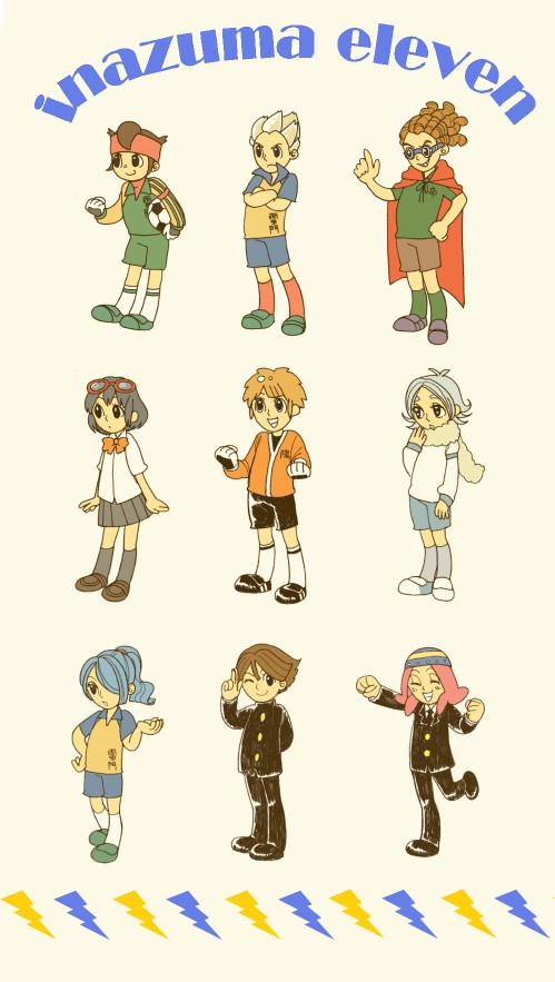 kazemaru ichirouta, endou mamoru, fubuki shirou, kidou yuuto, gouenji shuuya, and 4 more (inazuma eleven) drawn by nekokawa