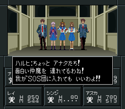 suzumiya haruhi, nagato yuki, asahina mikuru, kyon, and koizumi itsuki (neon genesis evangelion and 2 more) drawn by yg