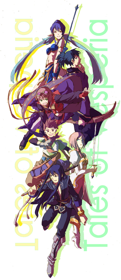 yuri lowell, estellise sidos heurassein, rita mordio, judith, raven, and 1 more (tales of and 1 more) drawn by gomosawa