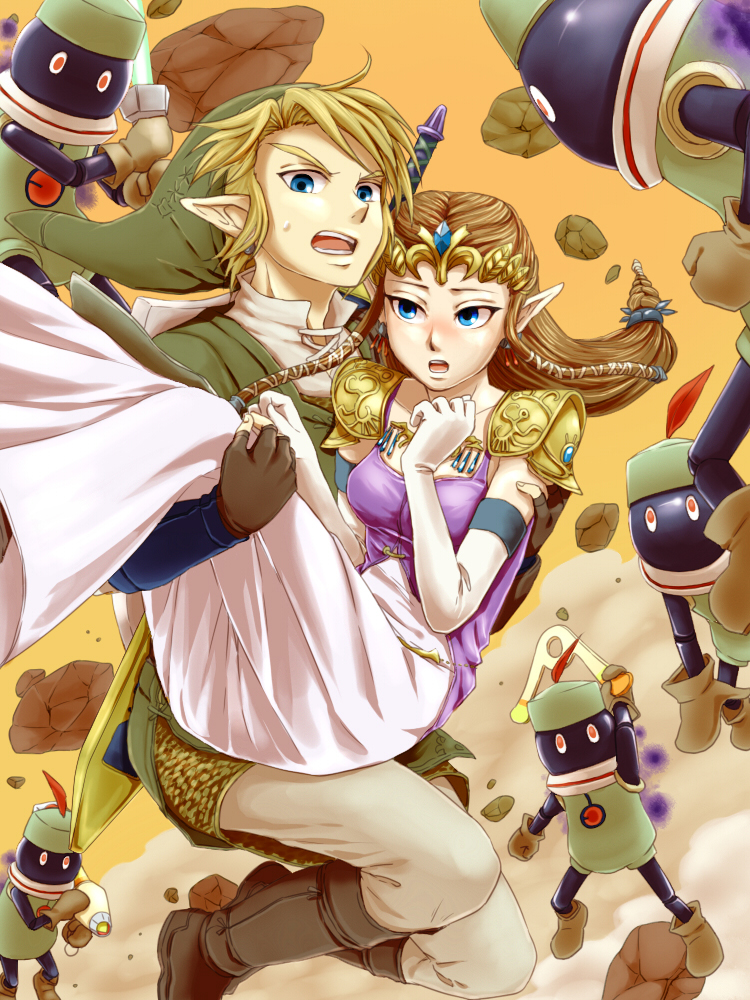link, princess zelda, and primid (the legend of zelda and 2 more) drawn by saiba_(henrietta)